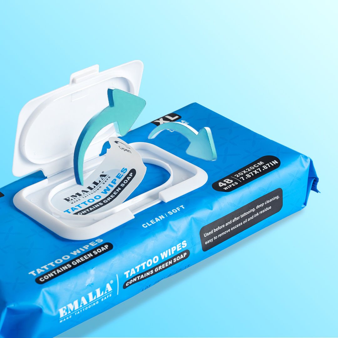 EMALLA Tattoo AfterCare Anti inflammatory Wipes Large 20pcs