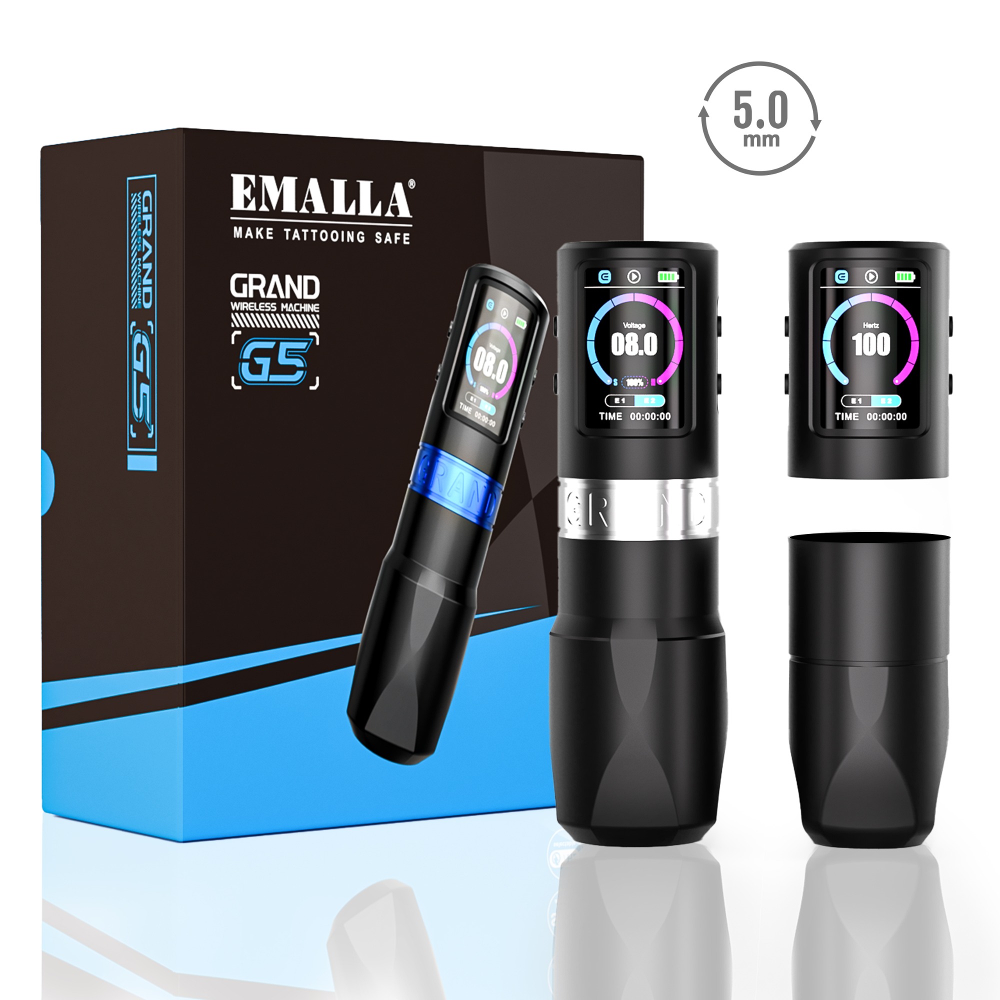 EMALLA GRAND G5 WIRELESS PEN MACHINE 2 Batteries+2 Grips Pack (5.0MM)
