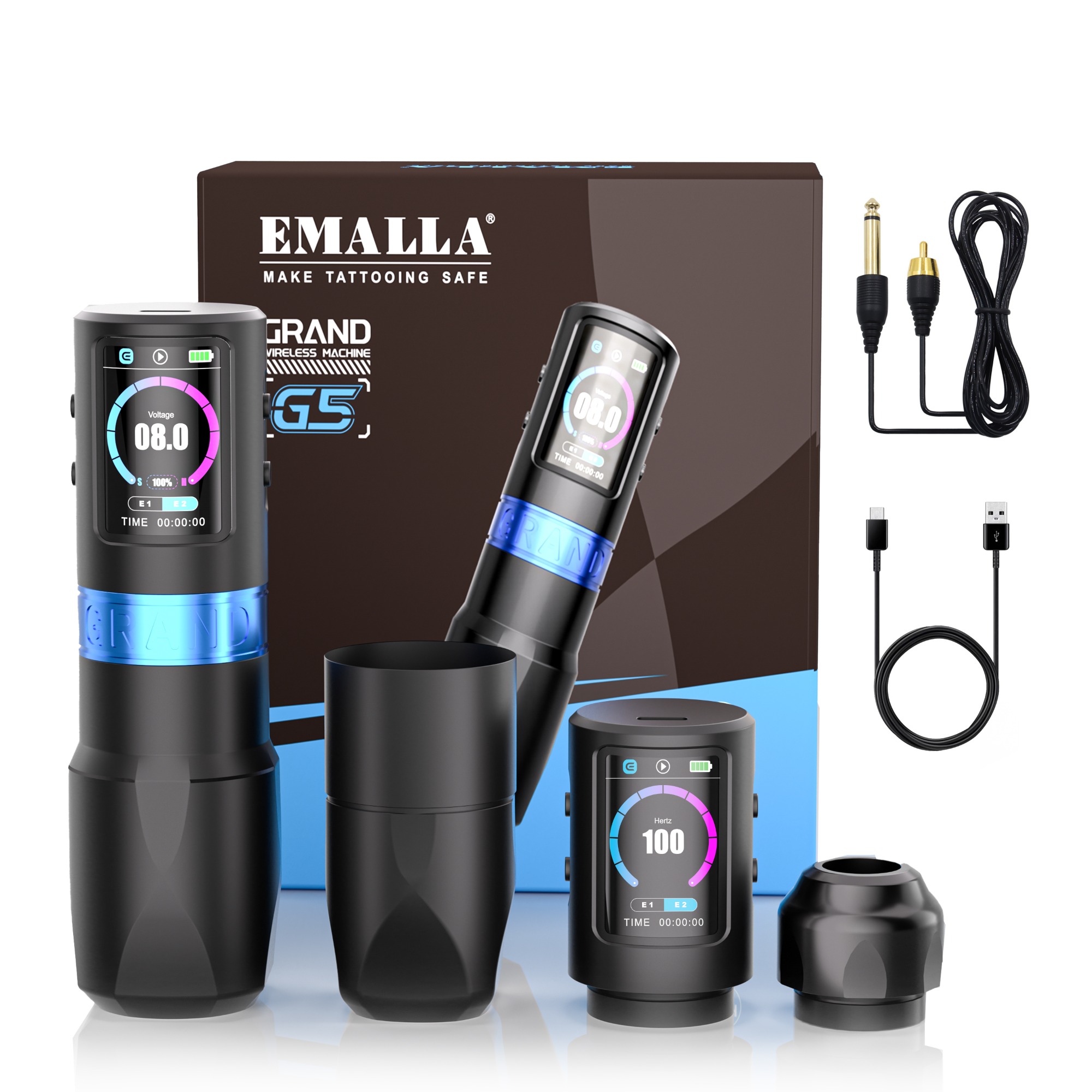 EMALLA GRAND G5 WIRELESS PEN MACHINE 2 Batteries+2 Grips Pack (3.5MM)