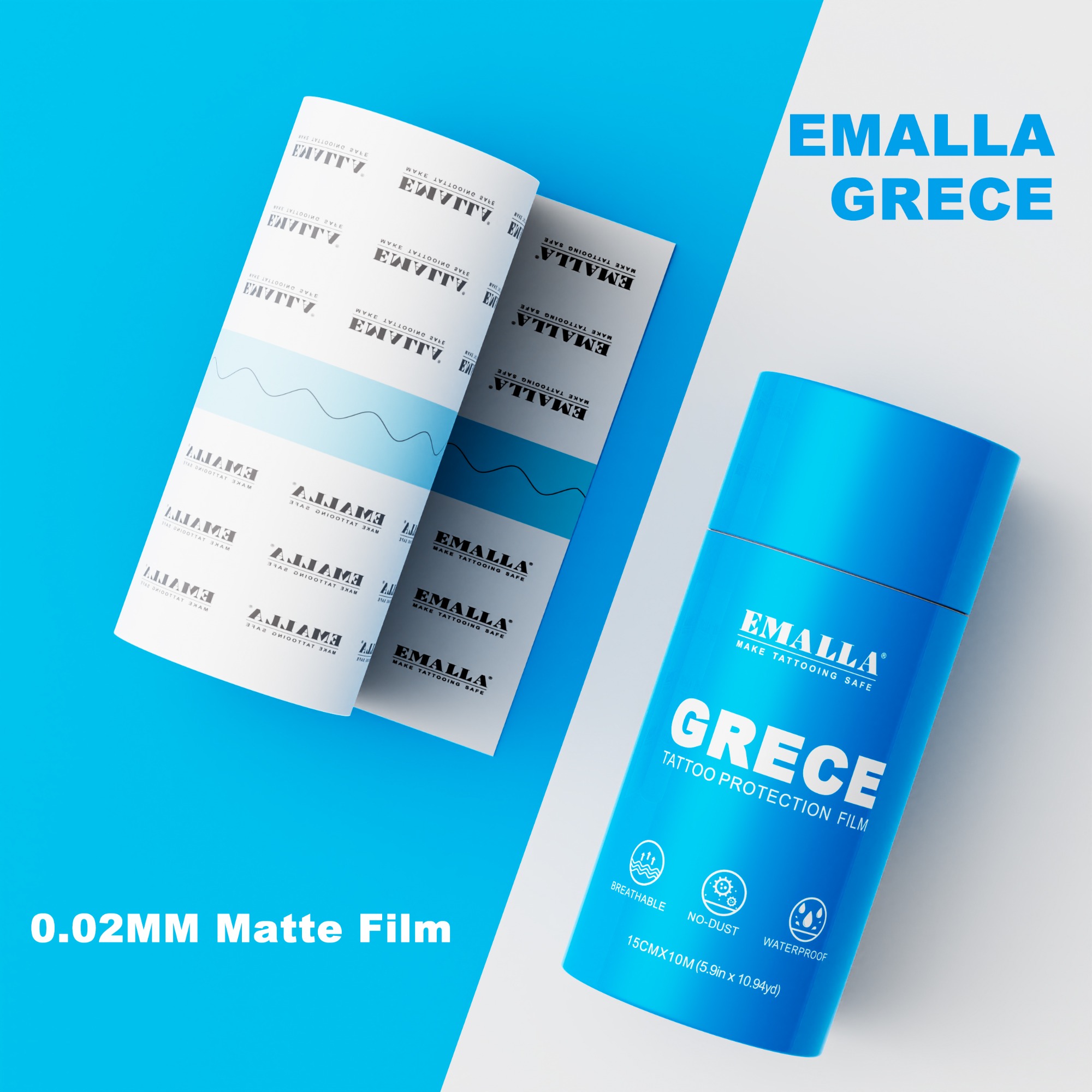 EMALLA GRECE 0.02MM MATTE TATTOO PROTECTION FILM ROLL (10CMX10M)